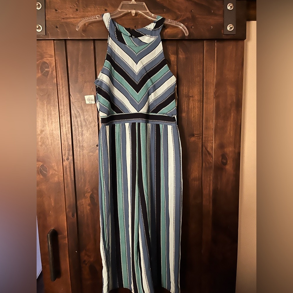 Knitworks Blue and Green Striped Kids pants romper